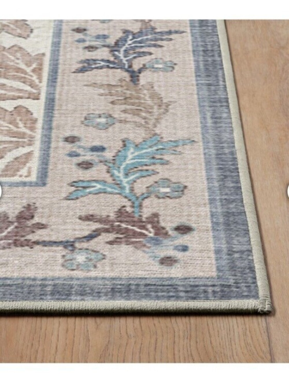 Ruggable Washable Runner Rug 3' x 8'4" Vintage Floral Blue Pink Distressed